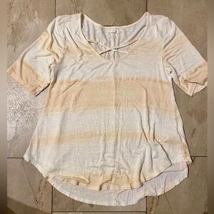 Maurices Cream and peach colored Tie dye Blouse